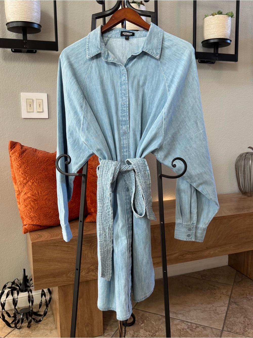 Express Light Blue Denim Portofino Dress-Never Worn